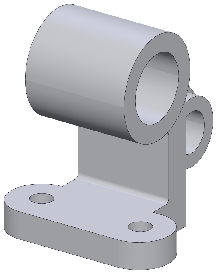 CAD model of a machined bearing bracket
